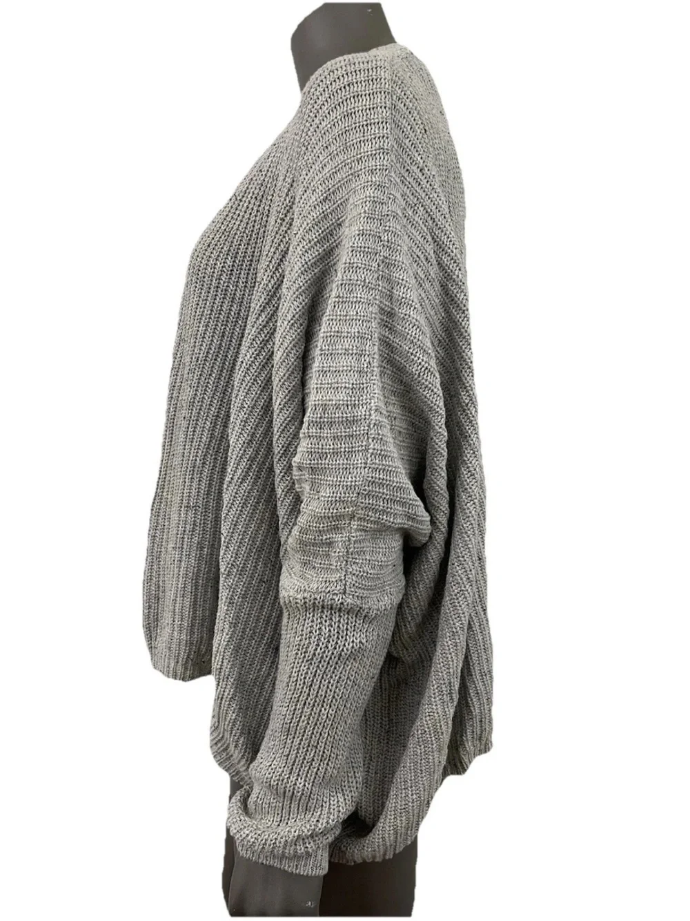 Carly Jean Los Angeles Sweater S/M Gray Boxy Slouchy Speckled Oversized Dolman